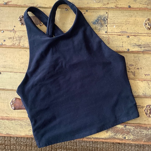 ABERCROMBIE & FITCH CROP TOP CROSS BACK TANK TOP BLACK XS - Picture 2 of 16